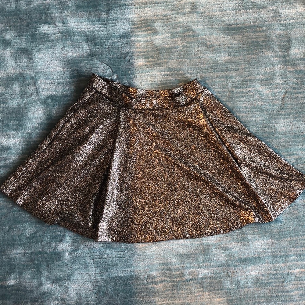 Aqua brand gold shimmer and black skater skirt